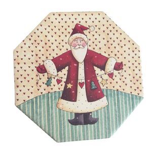 Cleo CSS Creative Seasonal Solutions Patchwork Santa Christmas Decorative Box.